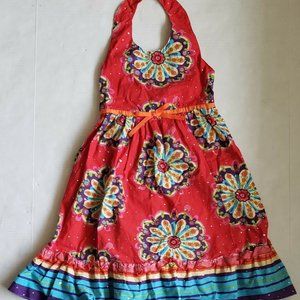 Berri Blue Dress Girls Size 10 Halter Floral